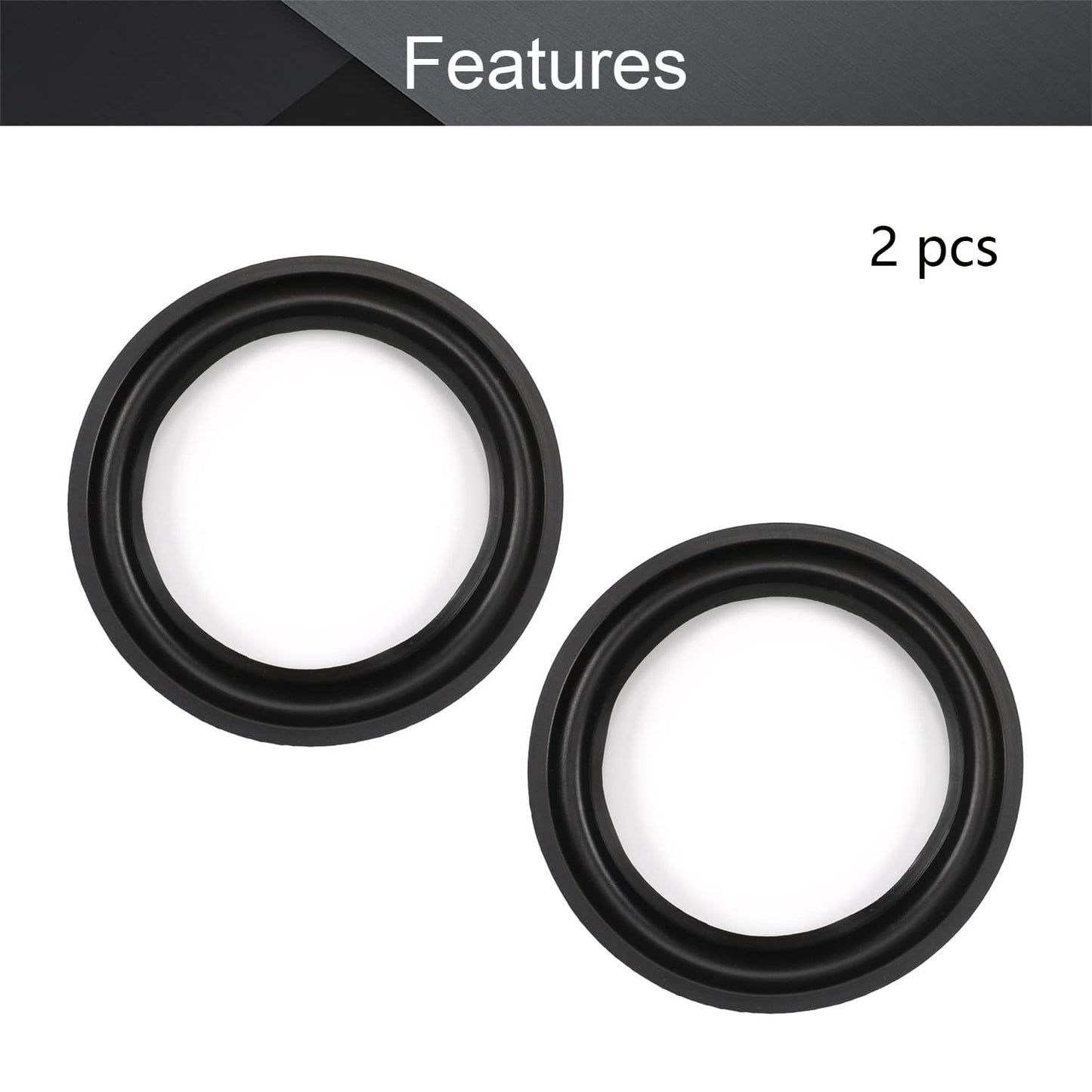 Fielect 4.5inch/115mm Speaker Rubber Edge Surround Rings Replacement Part for Speaker Repair or DIY 2pcs
