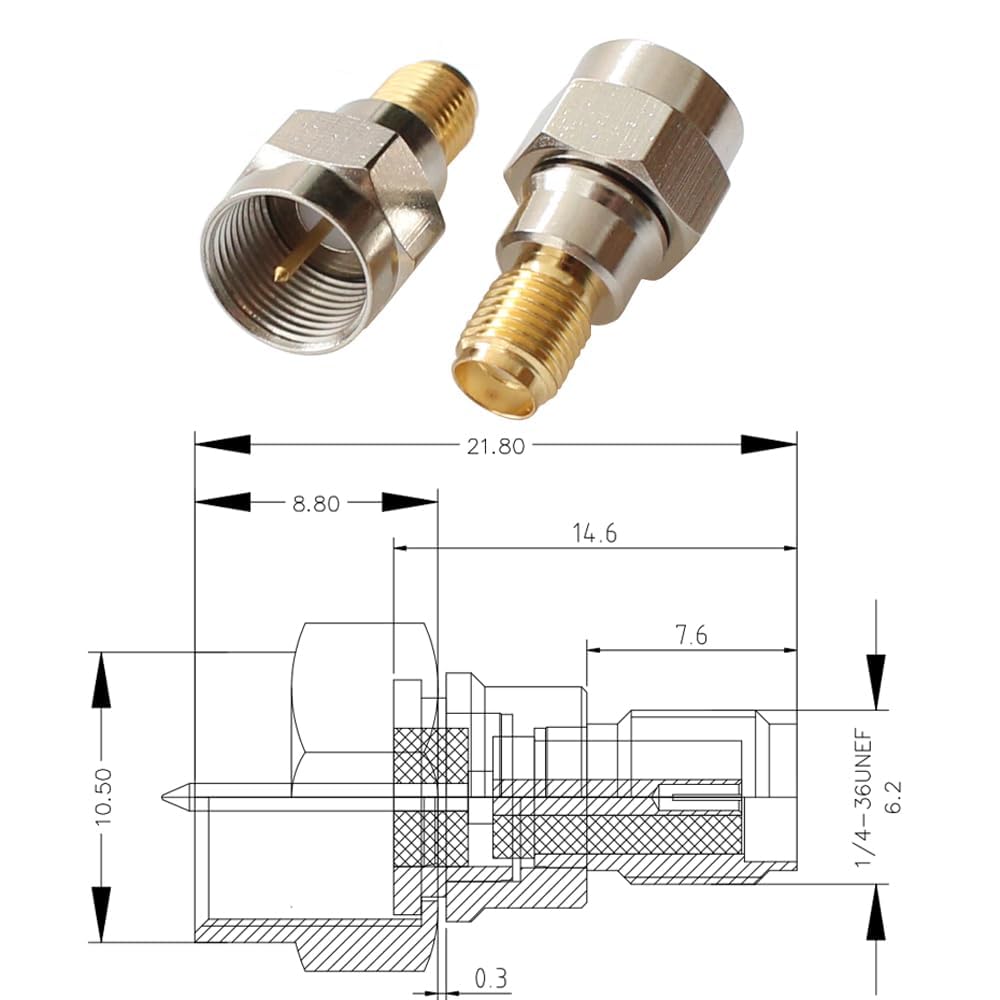 exgoofit F Type to SMA Male Female Coax Connector Coaxial Adapter 2 Sets 6 Pcs