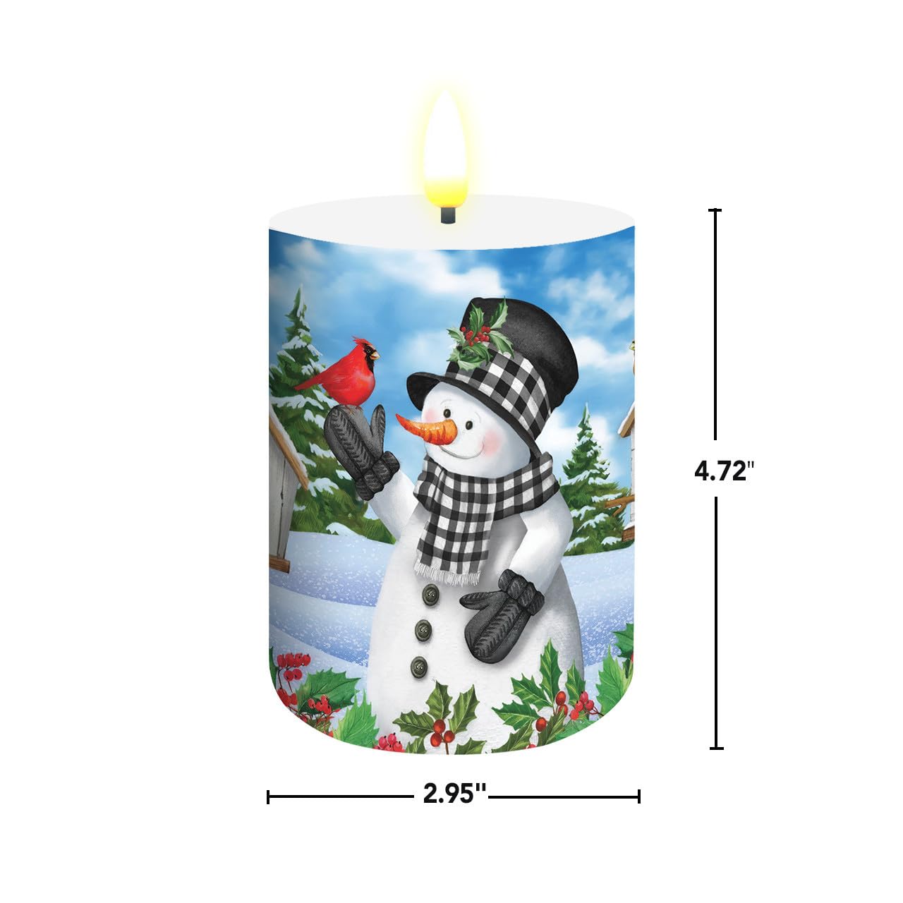 Briarwood Lane Winter Flameless Candle 6x3 Checkered Snowman Flameless Candle with Timer for Winter