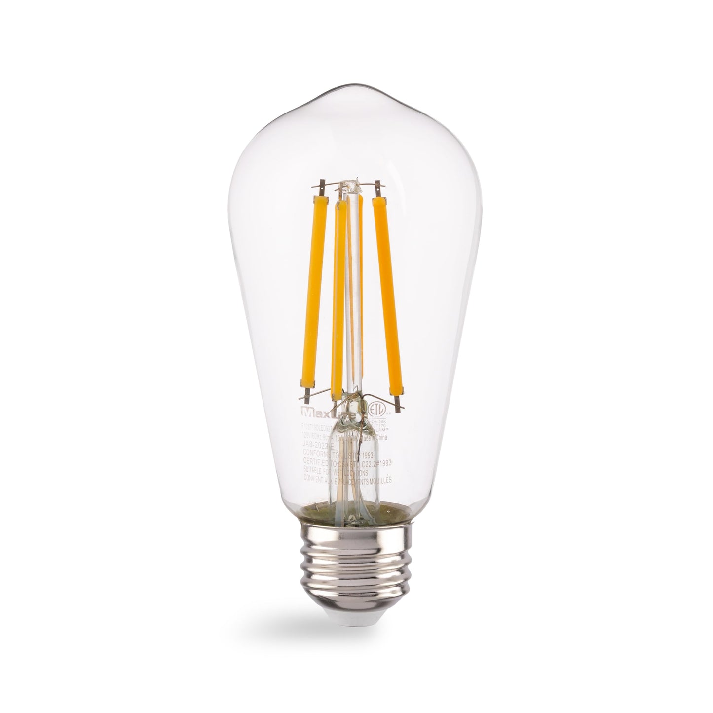 Maxlite F10ST19DLED927/JA81 10W ST19 Dimmable LED Bulb Enclosed Clear Filament, JA8 Listed - CRI 90, 2700K, LED Light Bulb, 100W Equivalent, 1100