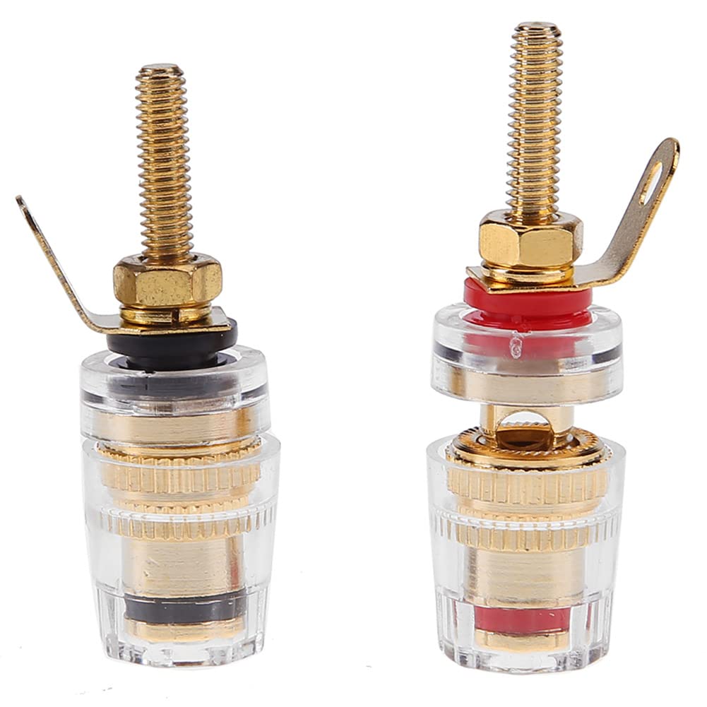 CCeCCe 4 Pack Amplifier Terminal Connectors Insulated Binding Post Ends 5-Way Gold Plated 4mm Banana Female Socket Jack Plug Long Thread M4 Screw