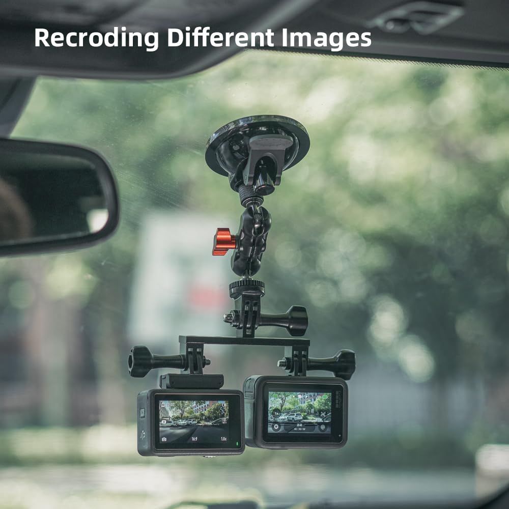 Aluminum Dual Twin Mount Adapter with Two Screw Compatible with DJI Osmo Action 6/5Pro/4/3, GoPro Hero 13/12/11/10/9/8 Black, Campark, AKASO, SJCAM