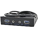C-Zone 3.5" Floppy Bay High Speed 5 Gbps 20Pin 2 Port USB 3.0 Hub HD Audio 3.5mm Earphone Jack Mic Interface PC Front Panel Adapter