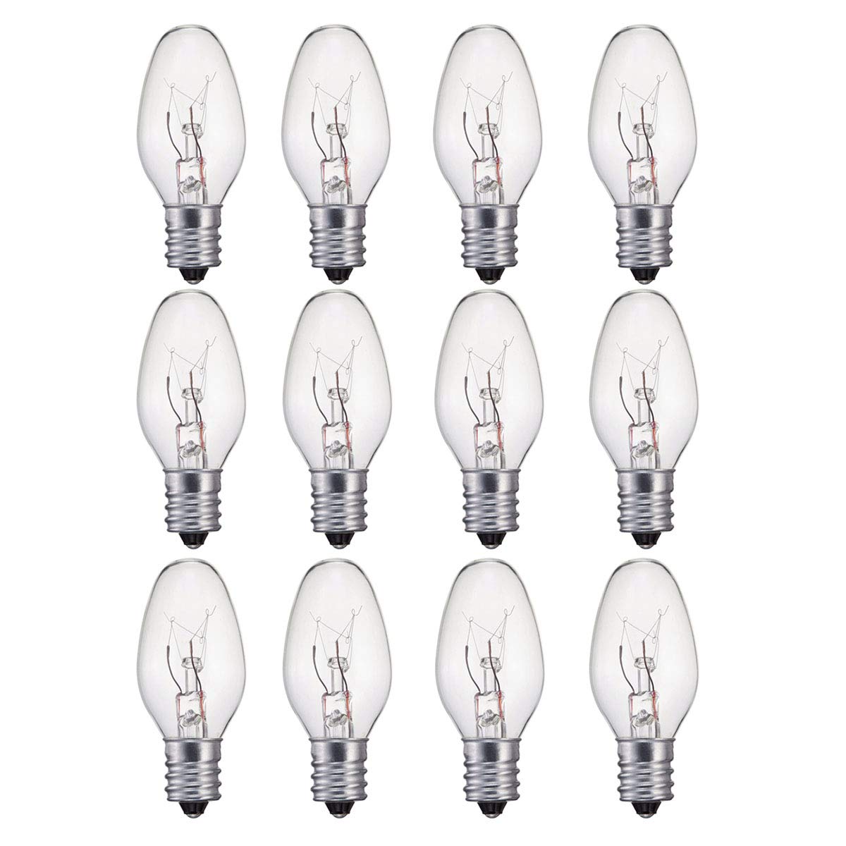 WokHok 7 Watt Night Light Bulbs and Salt Lamps Replacement Bulbs,C7/7 Watt/120 V/45 Lumen,E12 Candelabra Base Light Bulbs,Warm White - Dimmable,12
