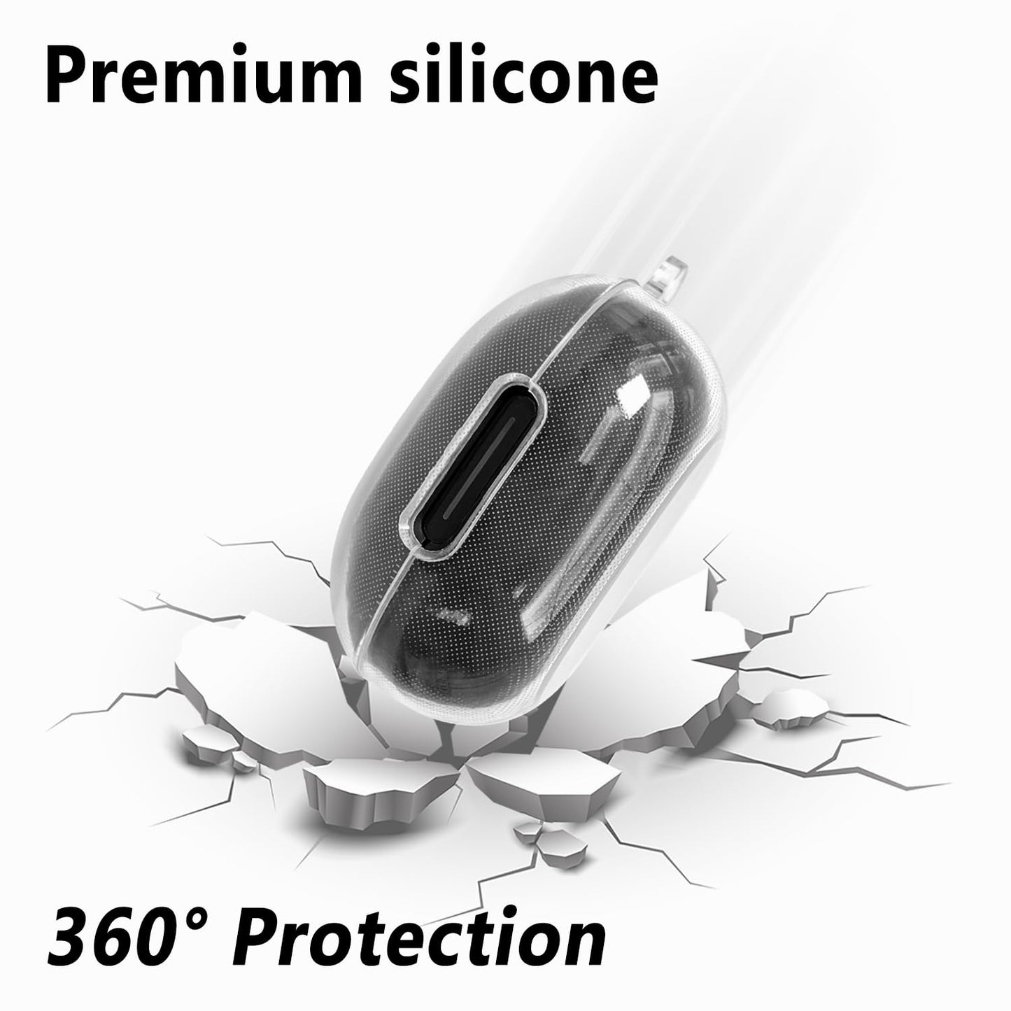 Geiomoo Silicone Case for Anker Soundcore P40i, Protective Cover with Carabiner (Clear)