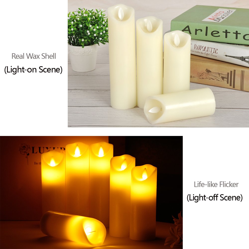 Friengood Flameless Candles Battery Operated LED Pillar Candle Real Wax Flickering Unscented Candles, Height 7", Ivory, Single Pack