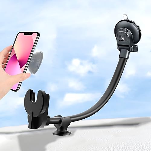JCTRIWAY Car Phone Mount for Collapsible Grip/Socket Mount User,Windshield/Dashboard/Vent Phone Holder with Strong Suction Cup,13-Inches Long Arm