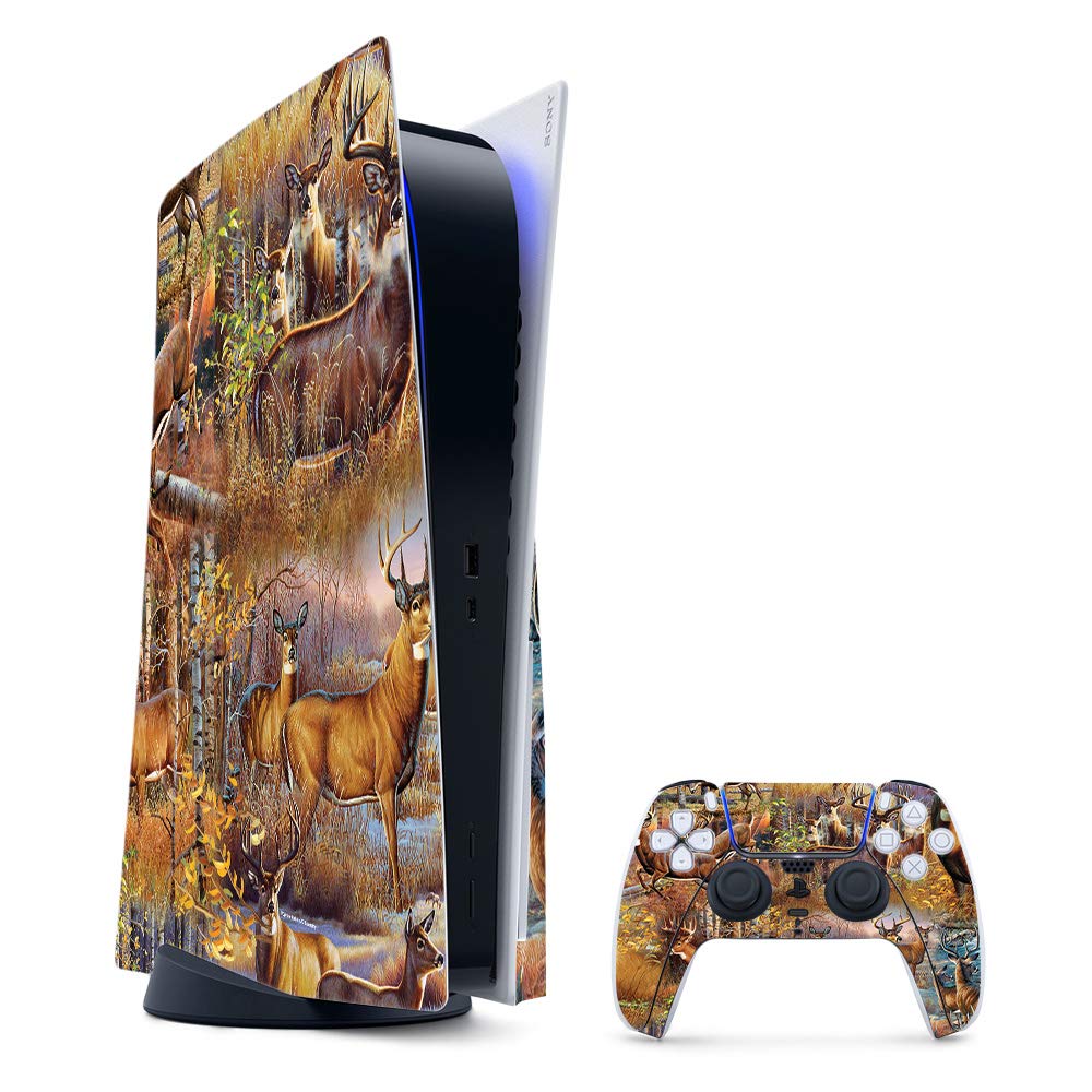 MightySkins Gaming Skin for PS5 / PlayStation 5 Bundle - Deer Pattern | Protective Viny wrap | Easy to Apply and Change Style | Made in The USA