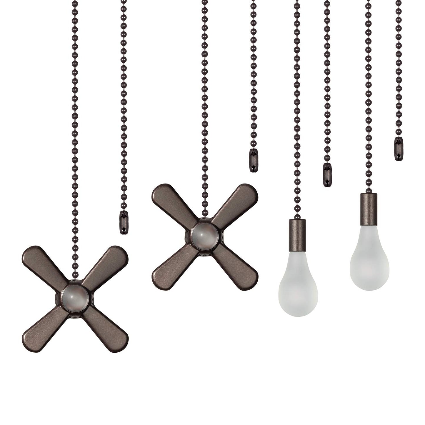ELFCAB 6 Combo Frosted Ceiling Fan Pull Chain Set Including 6Pcs Beaded Ball Fan Pull Chain Decorative Extra 12Pcs Beaded and Pull Loop Connectors