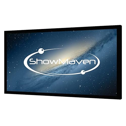 ShowMaven 100in /120in Fixed Frame Projector Screen, Diagonal 16:9, Active 3D 4K Ultra HD Projector Screen for Home Theater or Office (16:9, 120")