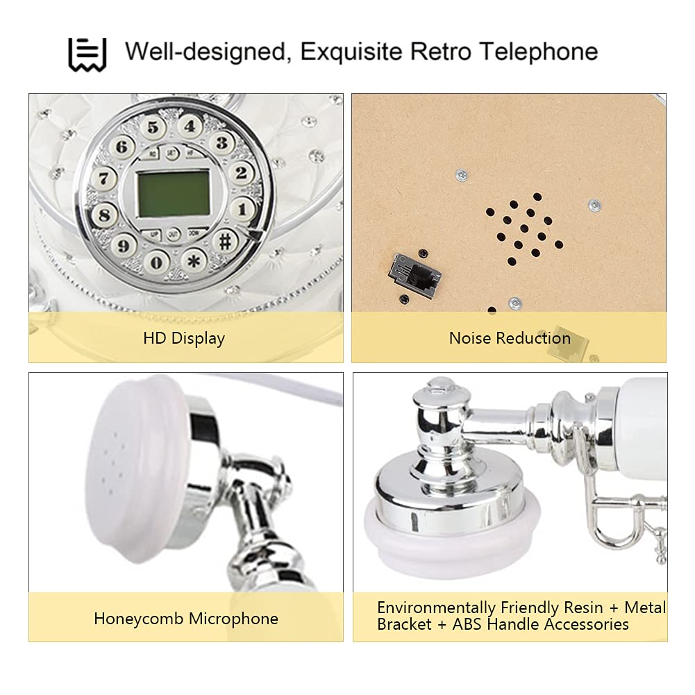 High-end Retro Vintage Telephone,FSK/DTMF Dual System Rotary Dial Antique Landline Phone with LCD Display,Automatic IP and One-Touch Redial