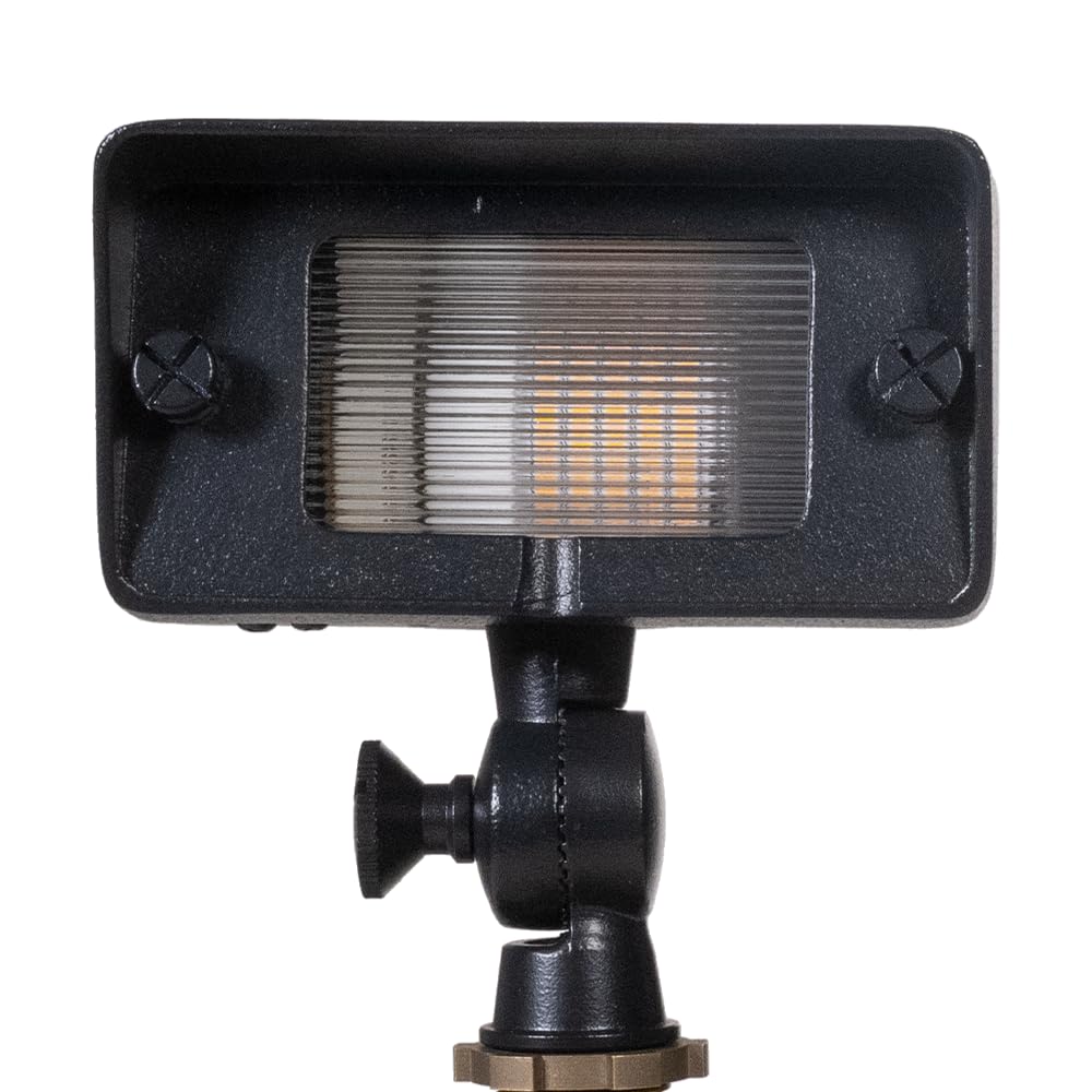 VOLT Gentle Splash Cast Brass 12V Flood Light (Black) with 3W 2700K Warm White G4 LED Bulb for Low Voltage Landscape Lighting of Outdoor Wall, Garden