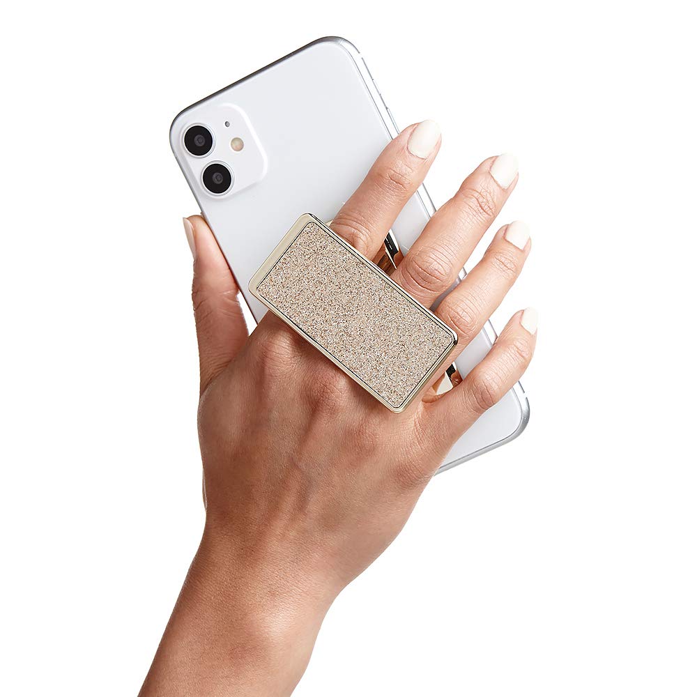 HANDL New York Champagne Glitter HANDLstick Silver Glitter Grip and Stand for Smartphone
