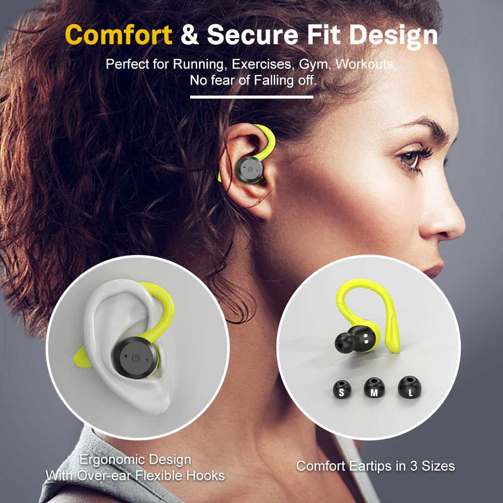 APEKX Wireless Earbuds, IPX7 Waterproof Bluetooth Headphone w/Mic Deep Bass
