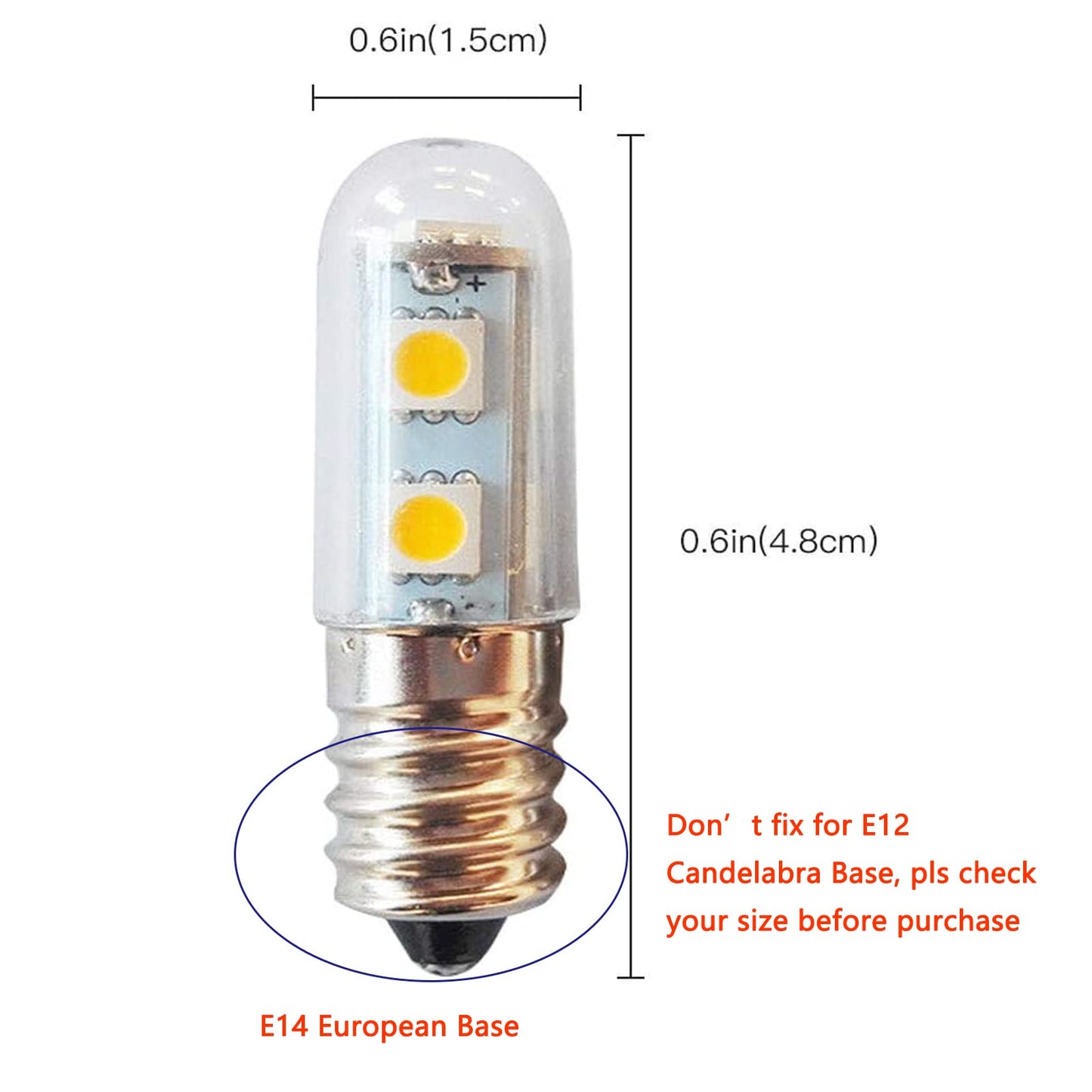 Lxcom Lighting E14 LED Bulb Microwave Refrigerator Light Bulb 1W 7 Mini LED Appliance Bulb 15W Incandescent Equivalent 110V Warm White 3000K