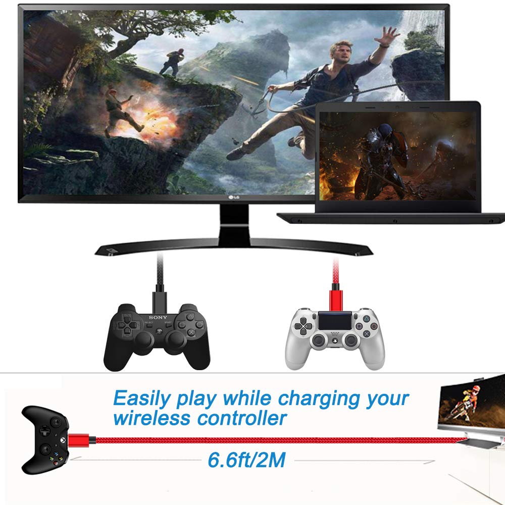 PS4 Controller Charger Cable for Xbox One Controller,PS4 Charging Cable Dualshock 4 Controller,PS4 Vita Slim Pro Play,Micro USB Cable Data Wire