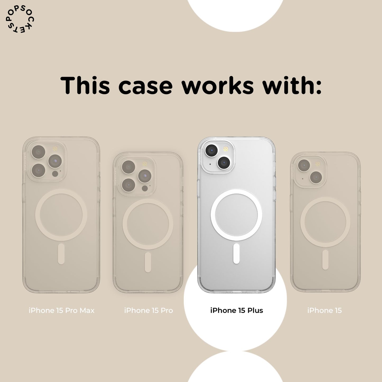 PopSockets iPhone 15 Plus Phone Case with MagSafe, Wireless Charging Compatible, Purple - Aura