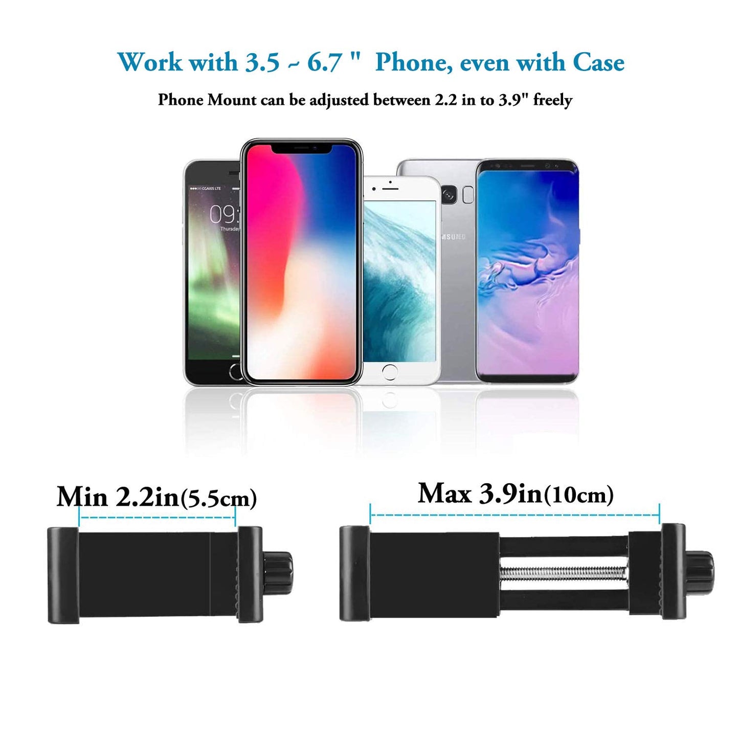 Peastrex Universal Phone Tripod Mount Adapter with ?ireless Camera Remote, Cellphone Holder Vertical and Horizontal Tripod Mount Rotatable Bracket