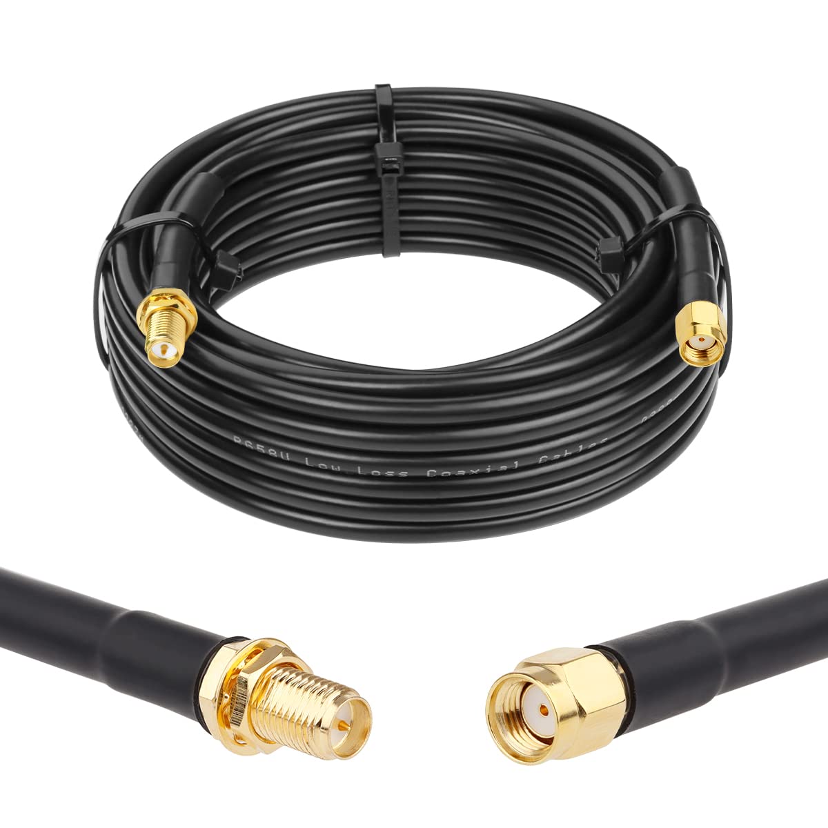 RP-SMA Male to RP-SMA Female Cable 20ft, XRDS -RF Low Loss RG58 RP-SMA Cable WiFi Antenna Extension Coax Cable for WiFi LAN Router Wireless Network