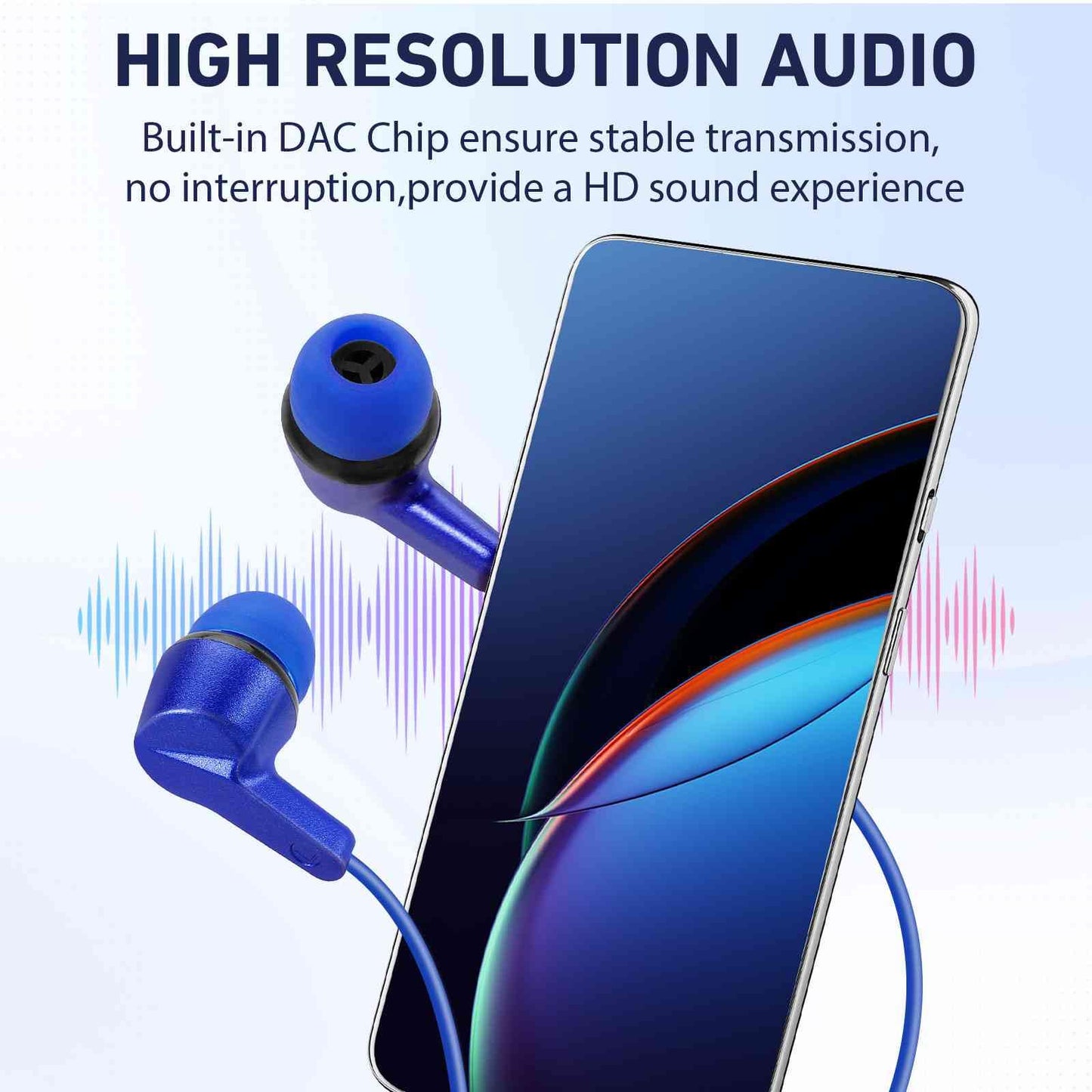 UrbanX R2 Wired in-Ear Headphones with Mic for Xiaomi Redmi 9A with Tangle-Free Cord, Noise Isolating Earphones, Deep Bass, in-Ear Bud Silicone Tips