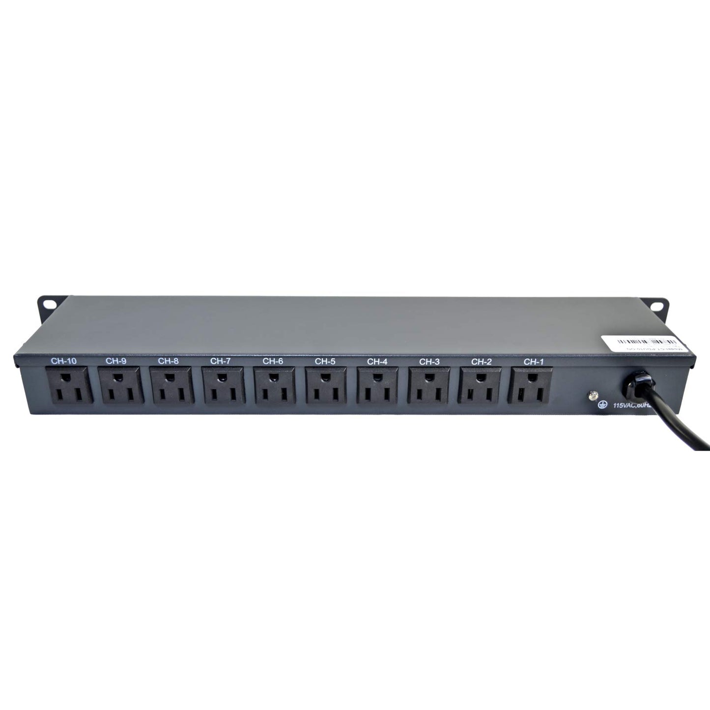 10 Outlets 15 Amps 125V Power Strip 19" 1U Rack Mount PDU Surge Protector and Switch Control 1800 Joules for Network Server Racks 4.5-ft Power Cable