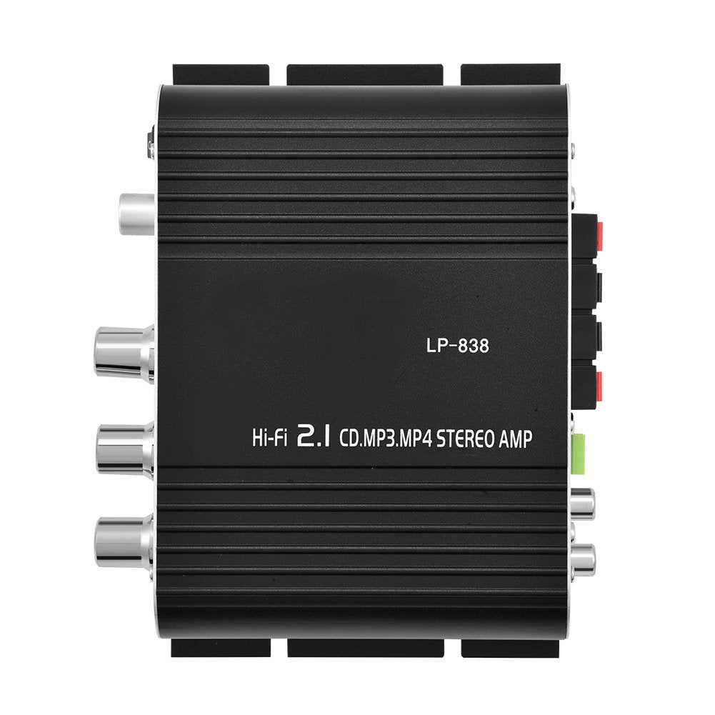 Yoidesu Mini HiFi Audio Power Amplifier, 15W x 2 RMS, 2.1CH, Low Distortion, Aluminum Alloy, 3.5mm Input, Supports Mobile Phones, DVD Players