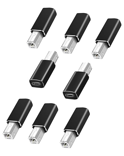 ShineeKee 8 Pack USB C to USB B Adapter, Type C Female to USB Printer Male, Supports Data Sync, Compatible with Scanner, Printer, Server, Camera