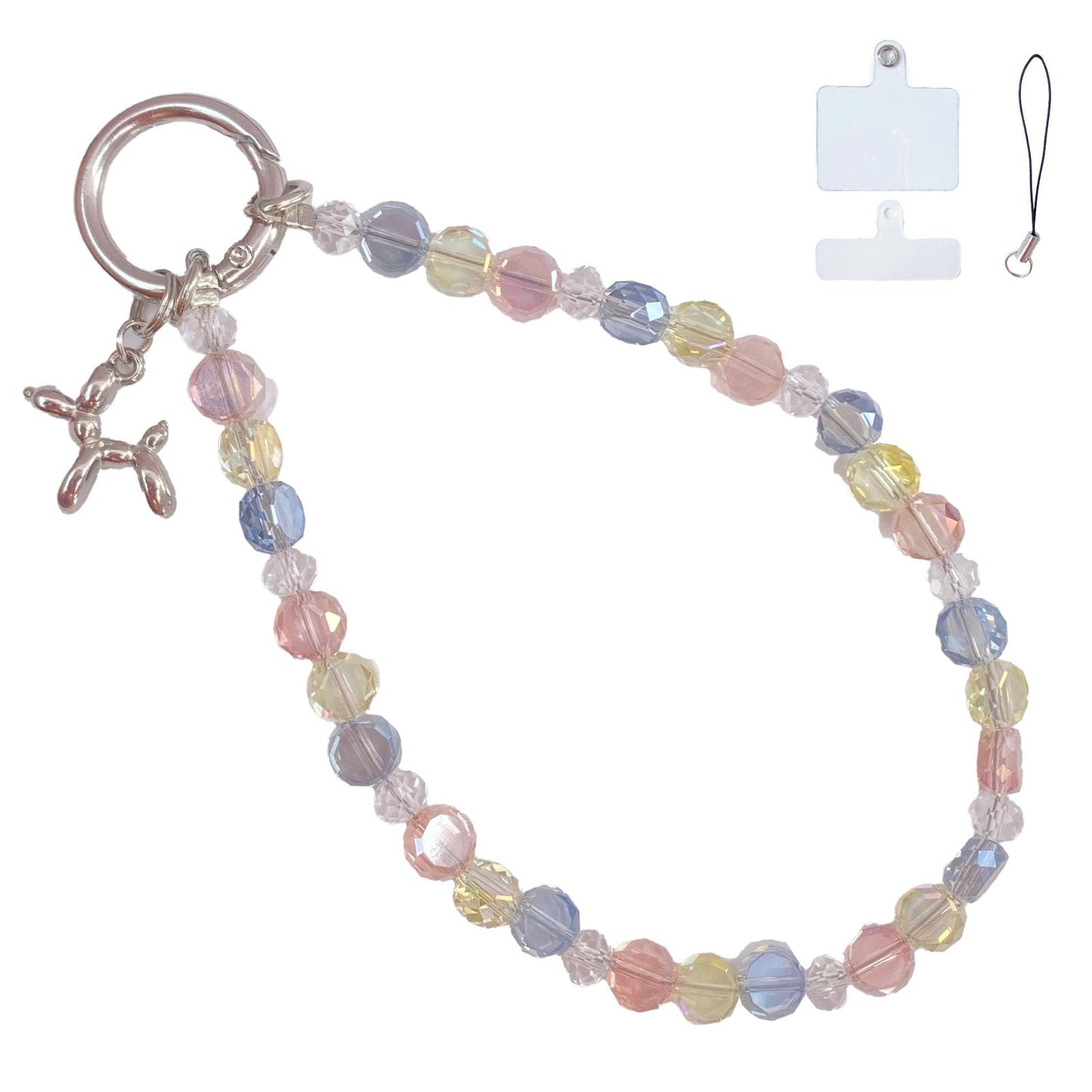QATYYY Colorful Crystal Beaded Phone Wrist Strap with Tether Tab, Cute Lightweight Phone Bracelet Strap for Women, Sparkling Cellphone Wrist Strap