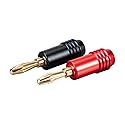 Monoprice Speaker Banana Plug - 2 Pair, 24k Gold Plated, Black/Red - Affinity Series