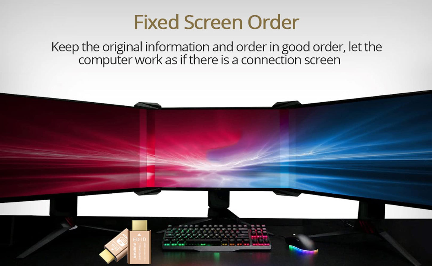 FUERAN HDMI Pass-Through EDID Emulator for use with Video splitters, Switches and Extenders (fit-Headless) 1920X1080@59hz