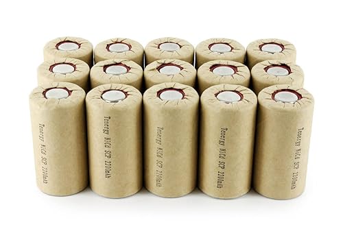 Tenergy 1.2V NiCd SubC 2200mAh Paper Wrapped Rechargeable Battery Flat Top - 15 Pack