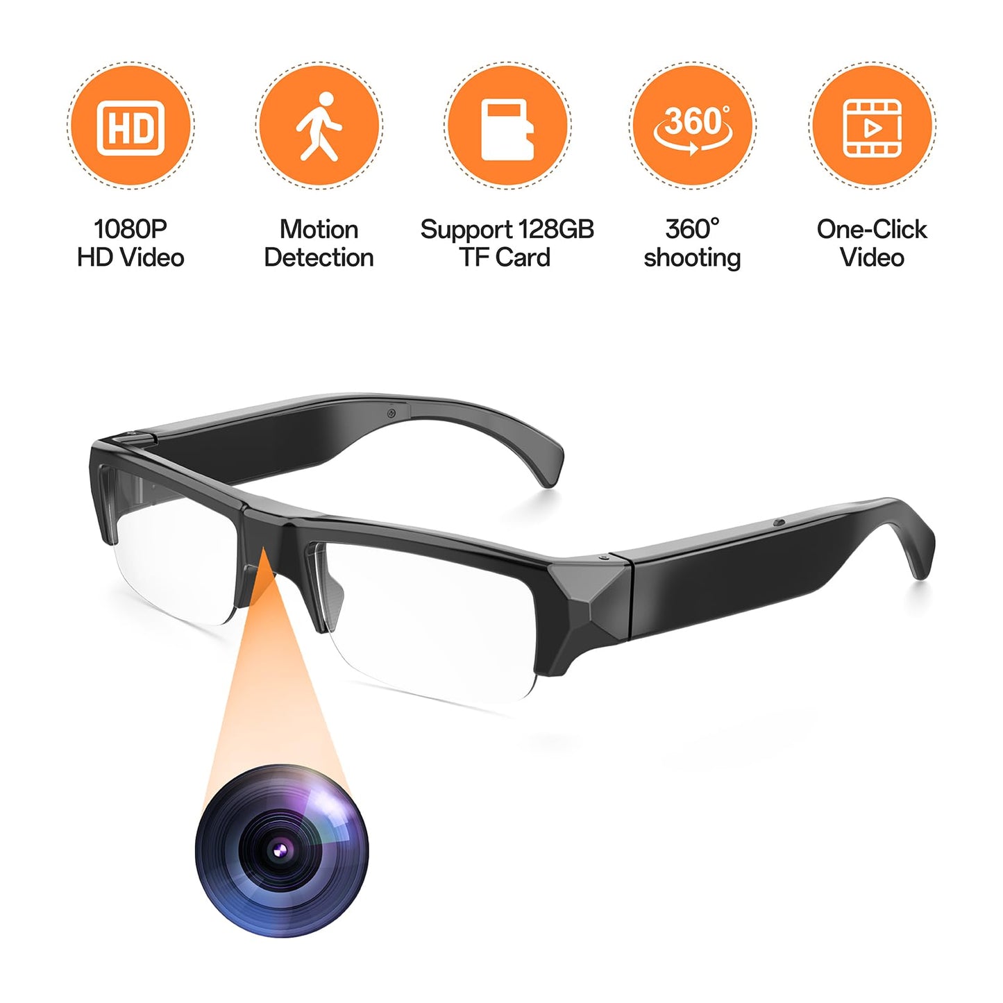 DUVIX Mini Camera Glasses with 64GB Card HD 1080P Video Glasses with Motion Detection for Outdoor Indoor