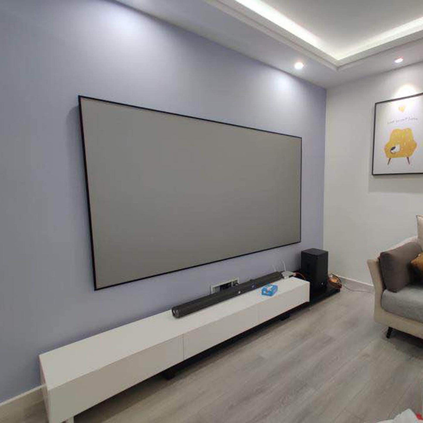 135 Inch Fixed Aluminum Frame Projector Screen, 16:9 Home Theatre Hd Tv Projection, High-Definition Eye Protection & ?160º Viewing Angle for Indoor