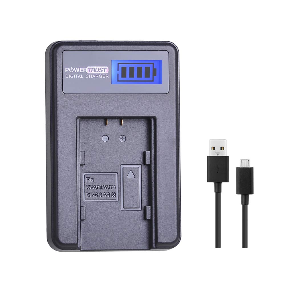 PowerTrust 1-Pack BN-VG114 Battery + LCD USB Charger for JVC BN-VG107 BN-VG107U BN-VG108U BN-VG108E BN-VG114U BN-VG121U BN-VG138U BN-VG138 Camcorder