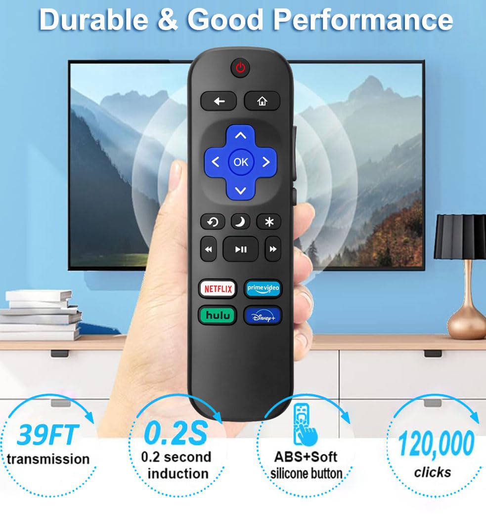 2PCS Upgrade Replacement Remote Control for All Roku TV, for TCL TV/Hisense/Onn/Sharp/Element/Philips/Insignia/Jvc/RCA Roku Smart TVs (Not for Roku