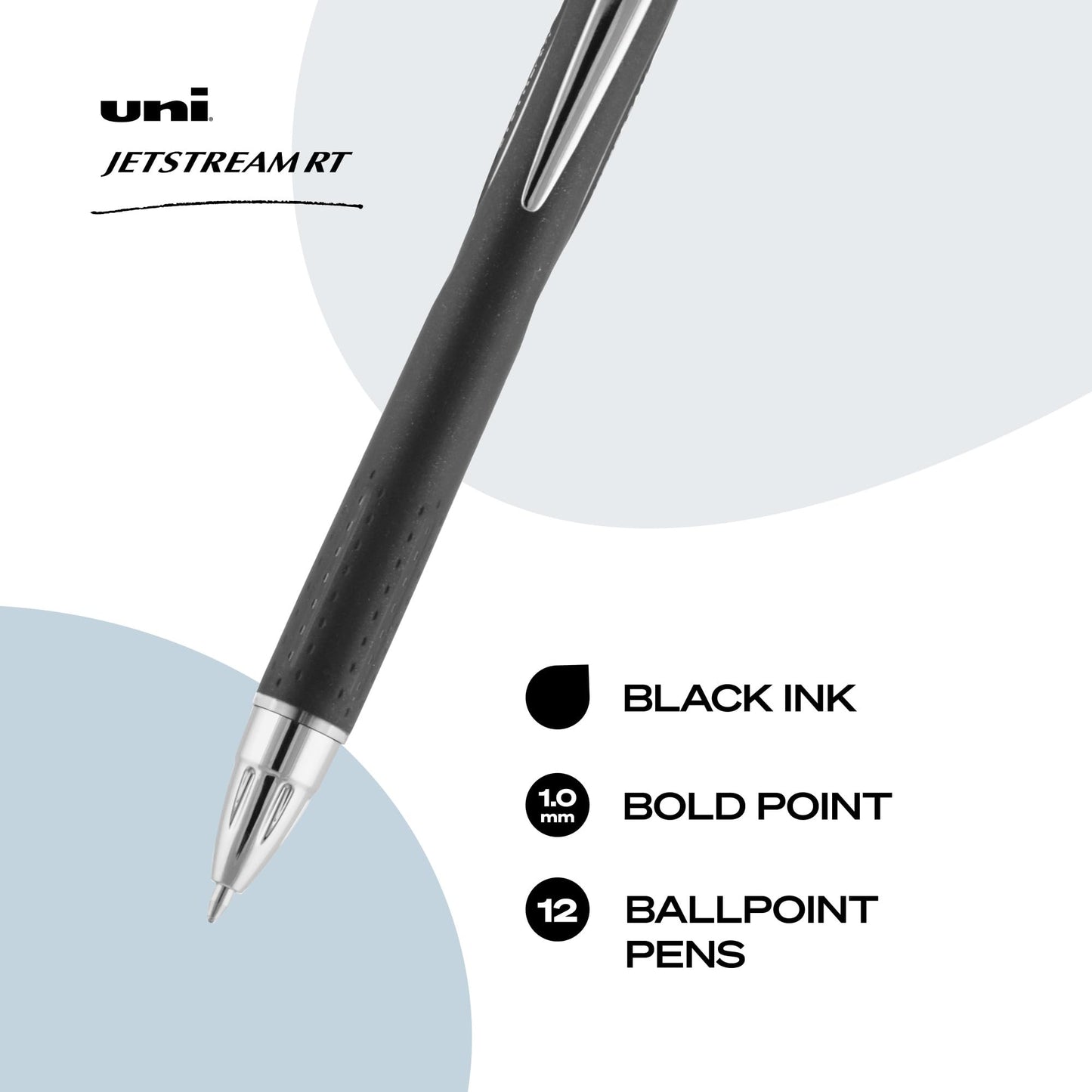 uniball™ Jetstream RT Ballpoint Pens, Black, 1.0mm Medium Point, 12 Count