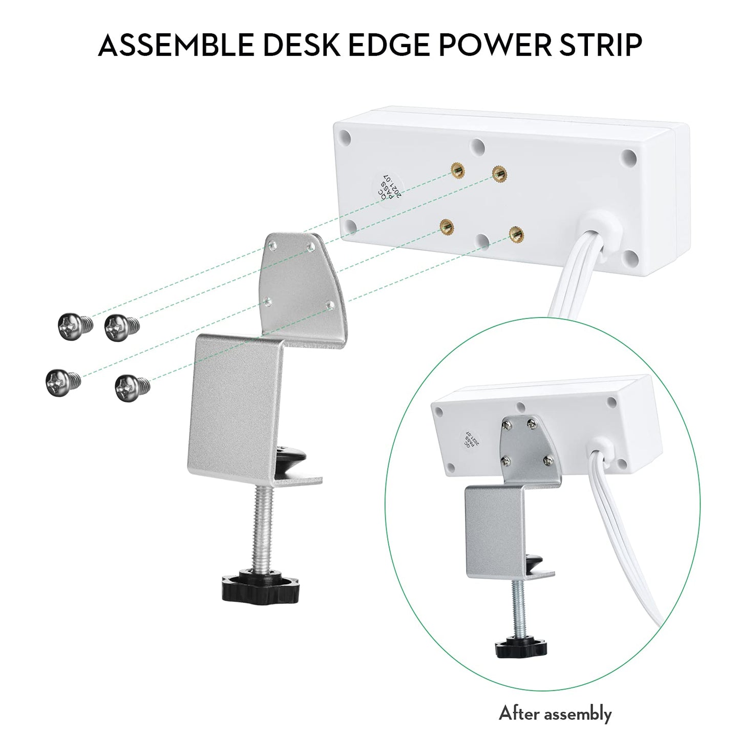 Desk Clamp Power Strip with USB Ports Desktop Mounted Power Outlets Table Edge Power Charging Station 6.56 FT Extension Power Cord for Home Office