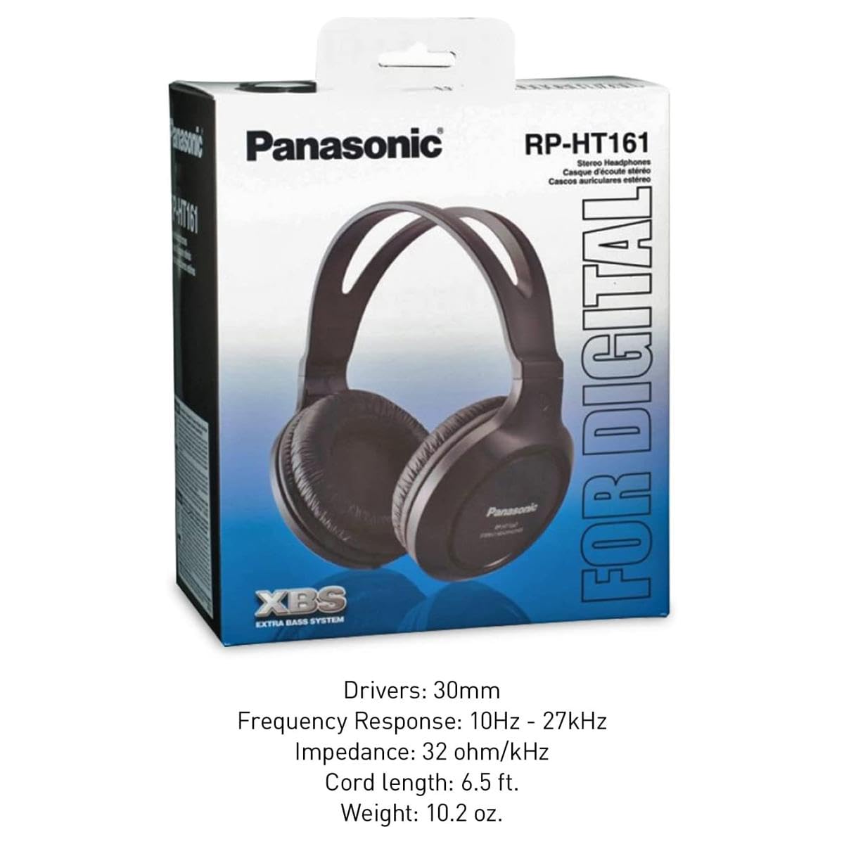 Panasonic Headphones, Lightweight Over the Ear Wired Headphones with Clear Sound and XBS for Extra Bass, Long Cord, 3.5mm Jack for Phones and Laptops…