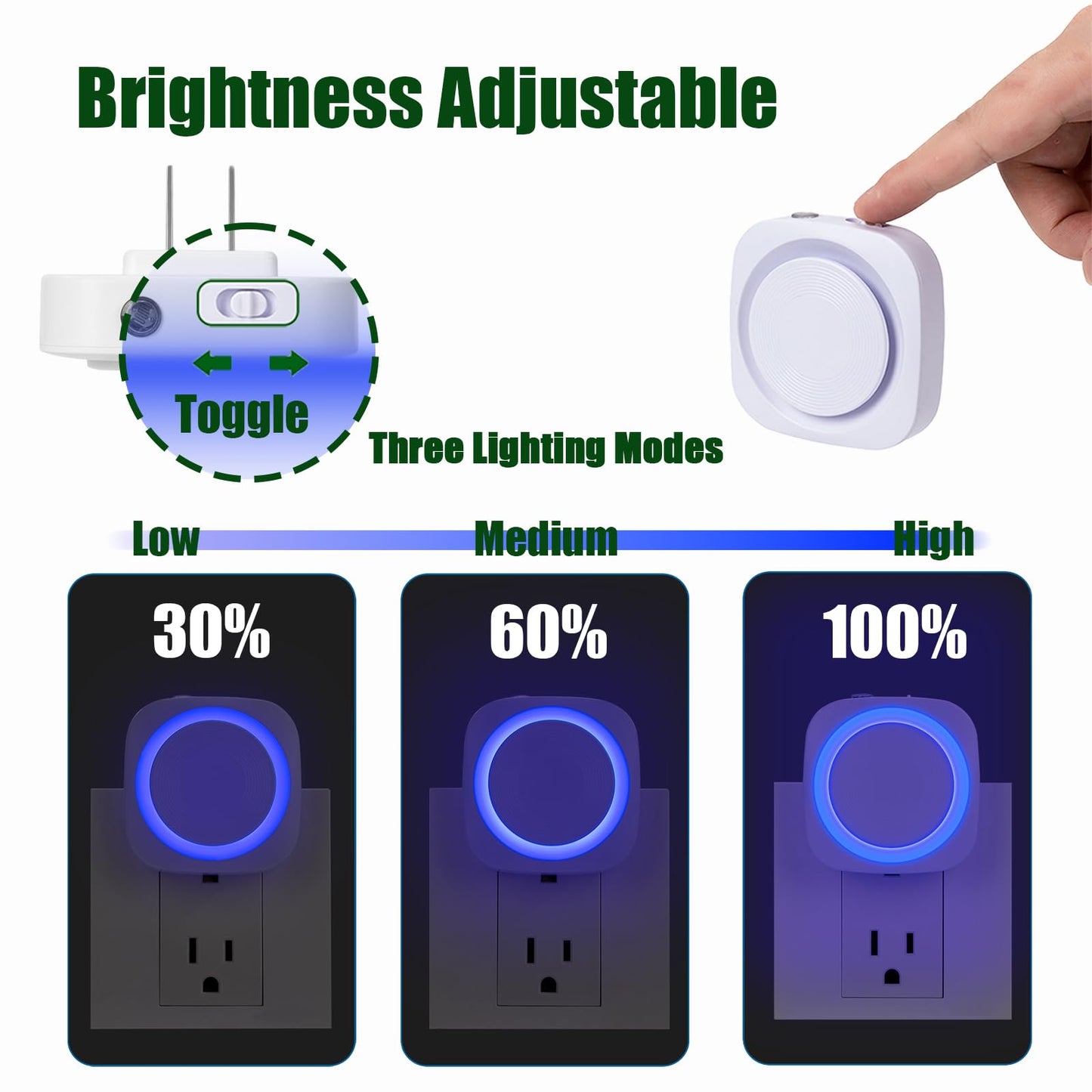 Fusunloh Blue Night Lights Plug in to Wall,4 Packs Dimmable Night Light with Auto Dusk to Dawn Sensor,Soft Glow Night Light for Bathroom