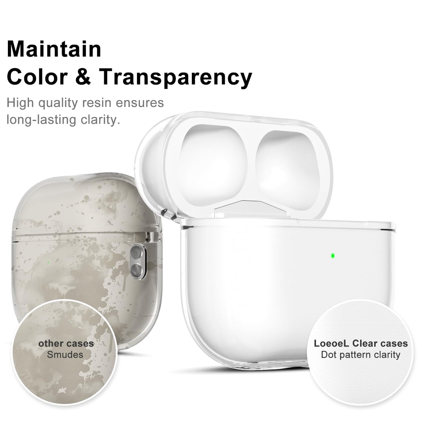 LoeoeL for Airpods 3 Case Clear, Transparent Silicone Cute Girly Airpods 3rd Generation Case with Keychain, Hard Shell Plastic Airpods Cover
