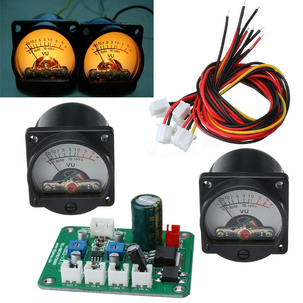 VU Meter 2x Panel VU Meter Warm Back Light Recording & Audio Level Amp with Driver Board