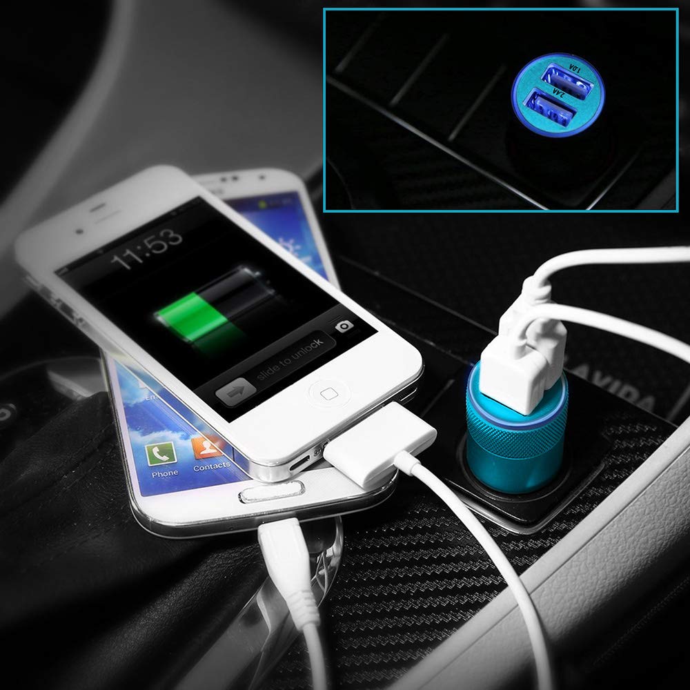 Car Charger, Sicodo 3.4A 2 Pack USB Smart Port Charger Compatible with iPhone 17 16 15 14 13 12 SE X 11 Pro, Pro Max, Plus, Samsung Galaxy S26 S25 S24