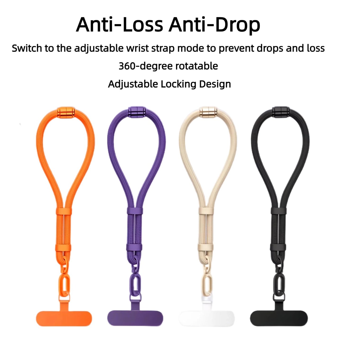 NUANJUYU 3-in-1 Phone Lanyard for Men & Women, Adjustable Anti-Lost Crossbody Neck Wrist Strap with Locking Knob for All Cell Phones?Orange?