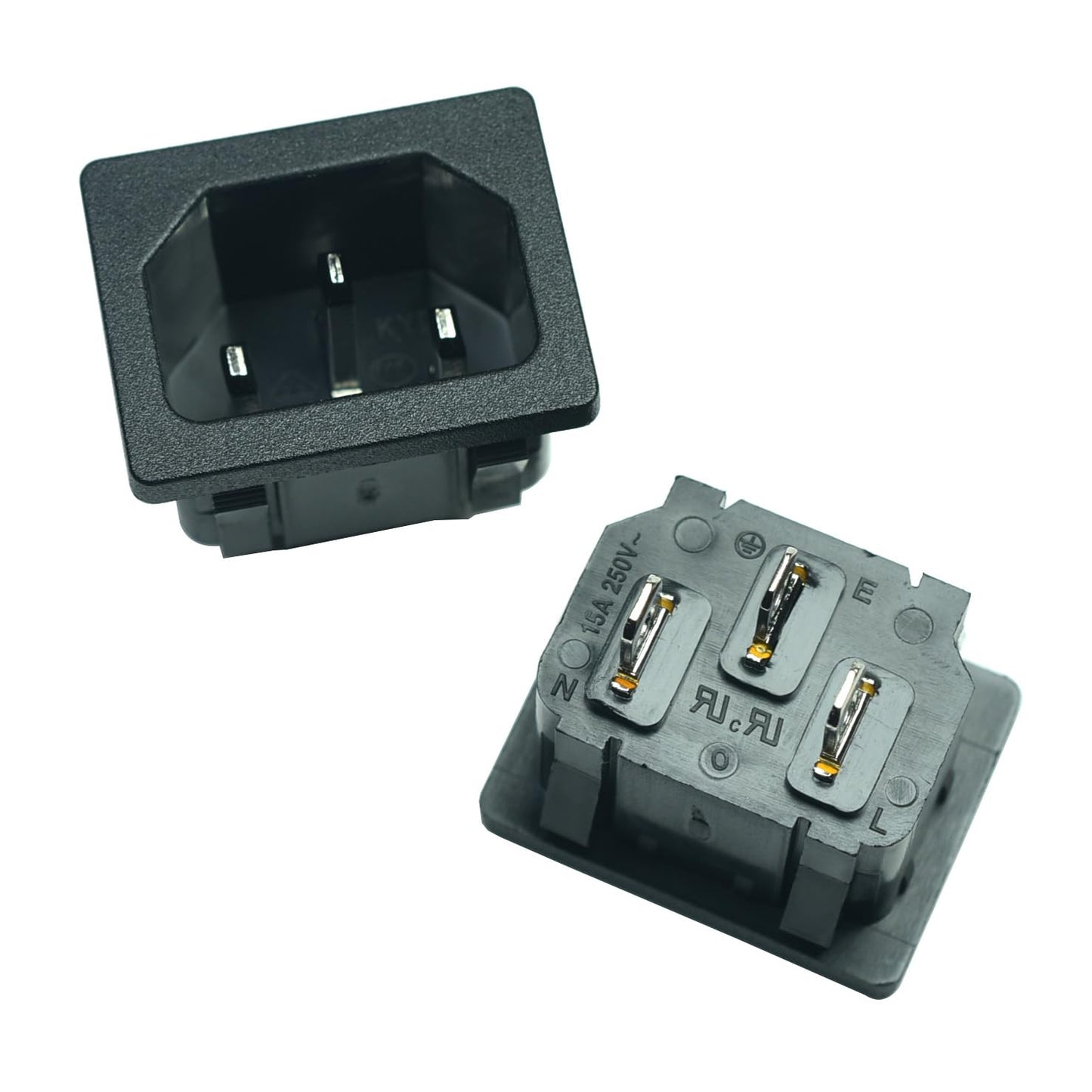 FILSHU IEC320 C14 Panel Mount Plug Adapter,15A 250VAC Power Connector Socket,3 Pins Inlet Power Plug Socket(Pack of 2)