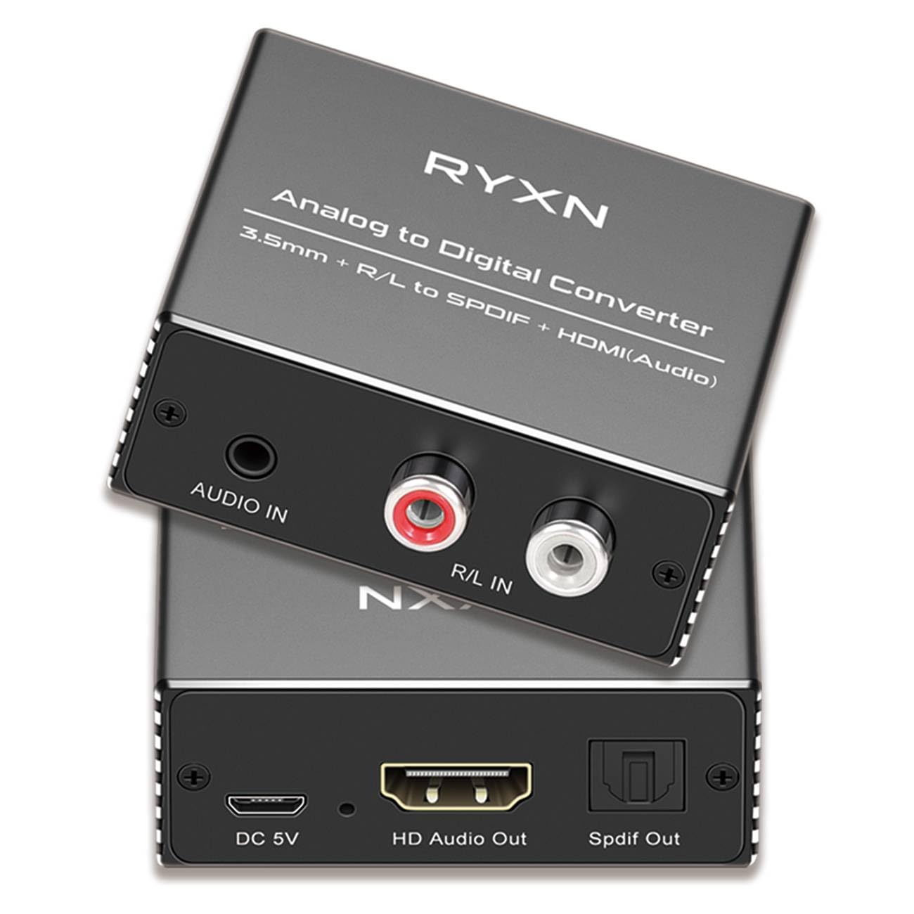 Analog to Digital Audio Converter, RCA R/L and 3.5mm Audio to Optical Spdif Toslink and HDMI Audio Out (Not HDMI ARC), for Home KTV TV DVD PC Soundbar