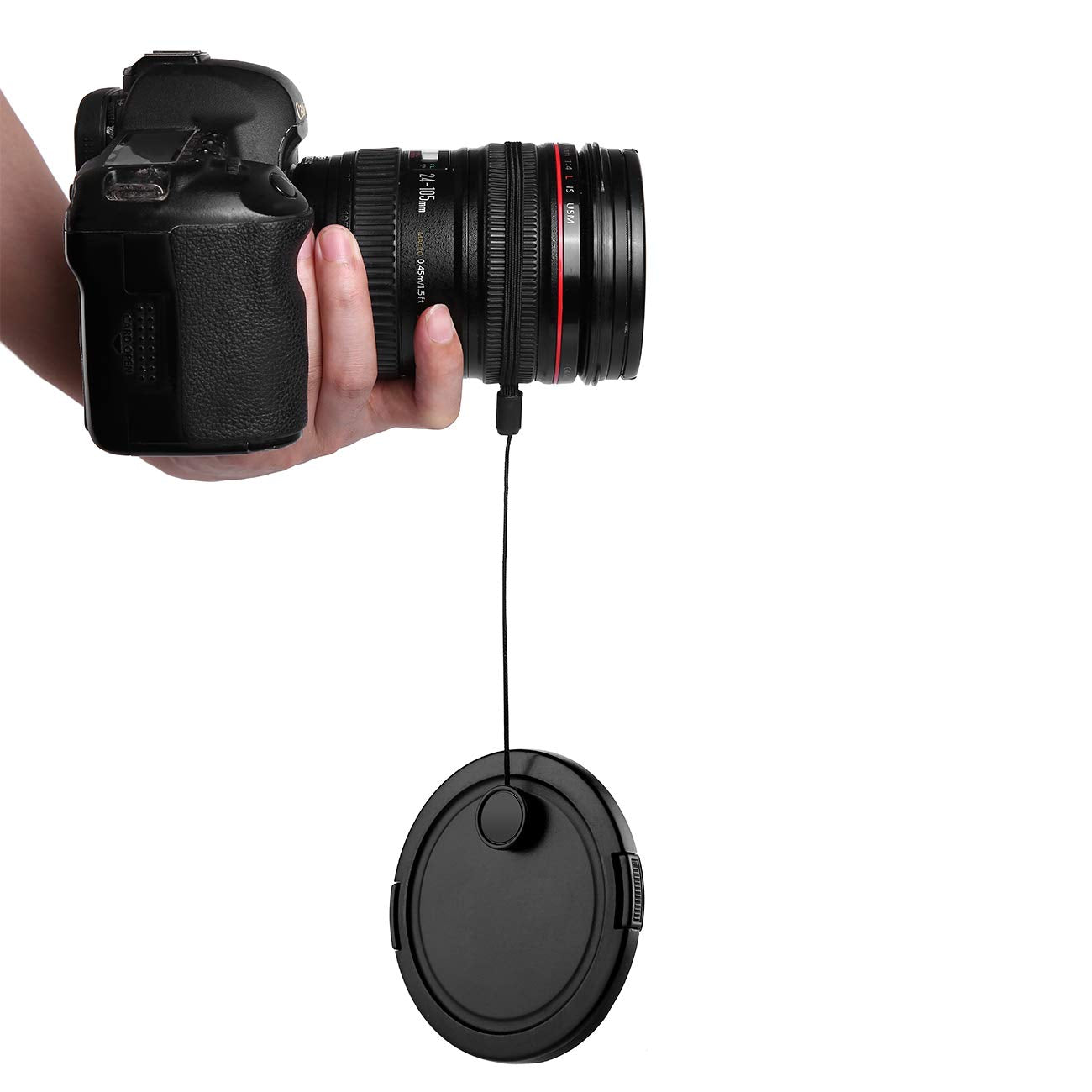 Camera Lens Cap Keeper Lens Cap Holder Prevent Lens Cap Lost for DSLR SLR Camera Canon/Nikon/Sony/Panasonic/Fujifilm Camera with Microfiber Cleaning