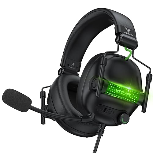 WESEARY Wired Gaming Headset for Xbox, PS5, PS4, Switch, PC, Mobile, Surround Sound Gaming Headphones with ENC Noise-Canceling Mic, 50mm Drivers