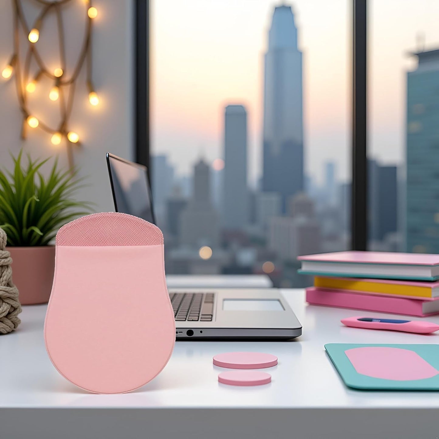 2Pcs Pink Universal Stick-On Mouse Pouch Holder for Sleevefor Laptop Reusable Adhesive Storage Mouse Holder, Cover Office Worker Mouses Storage Bag