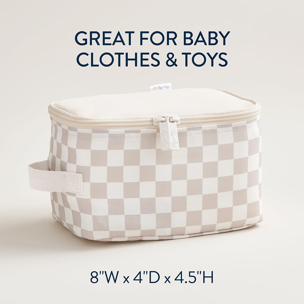 Itzy Ritzy Packing Cubes 3-Pack – Travel Organizers with Mesh Top, Double Zippers & Fabric Handle, Checkerboard