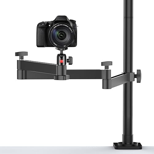 ULANZI Camera Desk Mount Stand with Flexible Arm, Overhead Mount, Articulated Arm with 360° Rotatable Ball Head, Aluminum Desk Mounting Stand for Ring